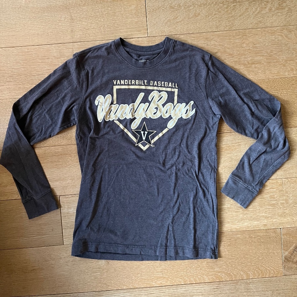 Authentic Vanderbilt Vandy Baseball Long Sleeve T-Shirt, Size Small